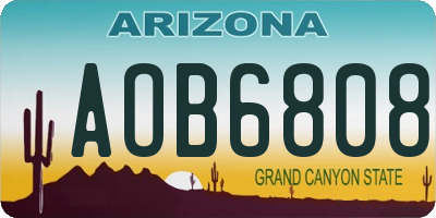 AZ license plate AOB6808