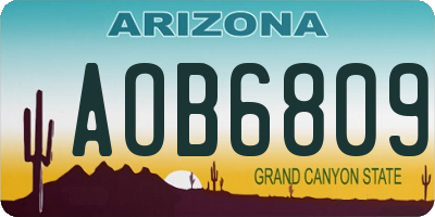 AZ license plate AOB6809