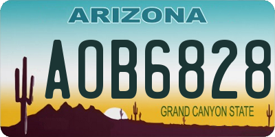 AZ license plate AOB6828