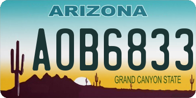 AZ license plate AOB6833