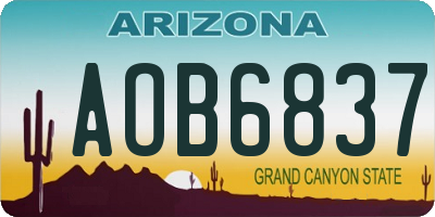 AZ license plate AOB6837