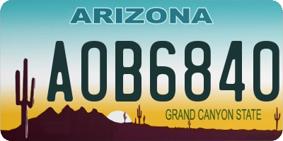 AZ license plate AOB6840