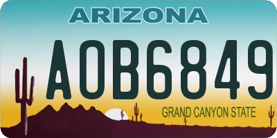 AZ license plate AOB6849