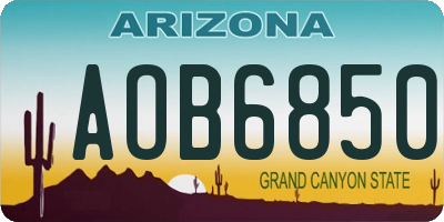 AZ license plate AOB6850