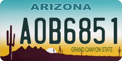 AZ license plate AOB6851