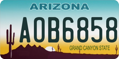 AZ license plate AOB6858