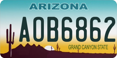 AZ license plate AOB6862