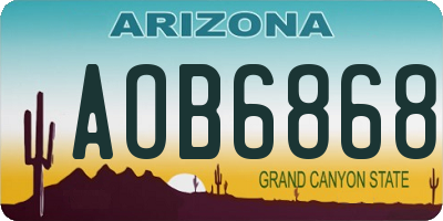 AZ license plate AOB6868