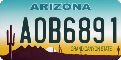 AZ license plate AOB6891