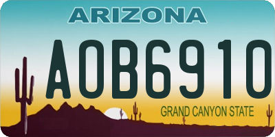 AZ license plate AOB6910
