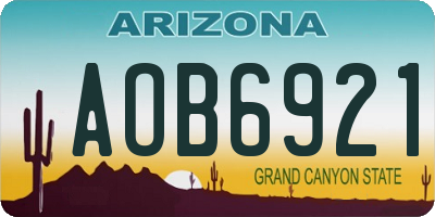 AZ license plate AOB6921