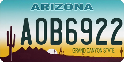 AZ license plate AOB6922