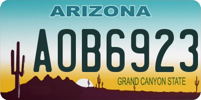 AZ license plate AOB6923