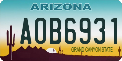 AZ license plate AOB6931