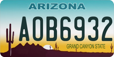 AZ license plate AOB6932