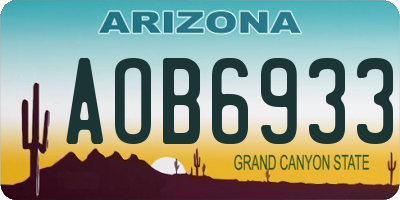 AZ license plate AOB6933