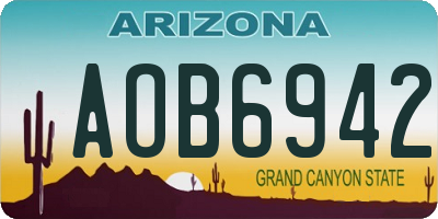 AZ license plate AOB6942