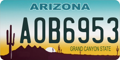 AZ license plate AOB6953