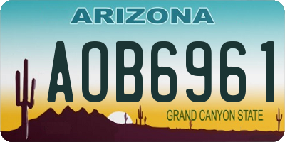 AZ license plate AOB6961