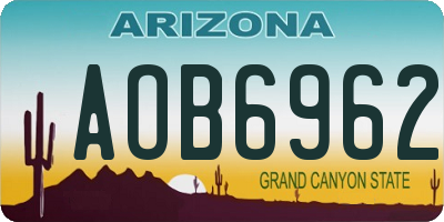 AZ license plate AOB6962