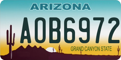 AZ license plate AOB6972
