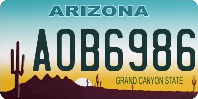 AZ license plate AOB6986
