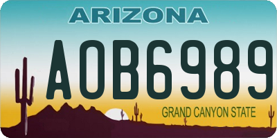 AZ license plate AOB6989