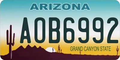 AZ license plate AOB6992