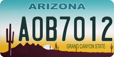 AZ license plate AOB7012