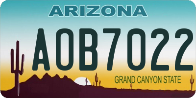AZ license plate AOB7022