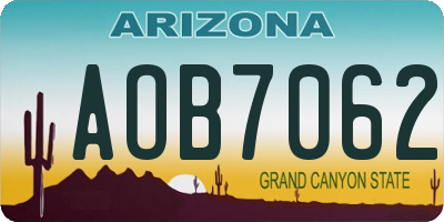 AZ license plate AOB7062