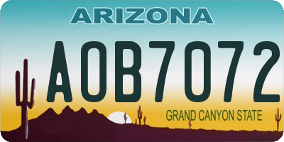 AZ license plate AOB7072