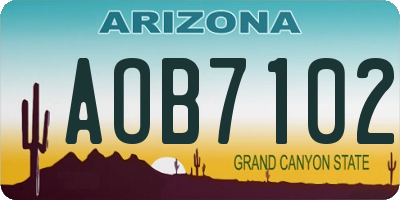 AZ license plate AOB7102