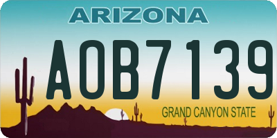 AZ license plate AOB7139