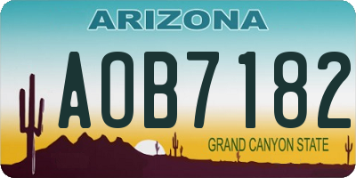 AZ license plate AOB7182