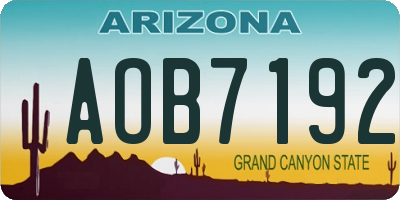 AZ license plate AOB7192