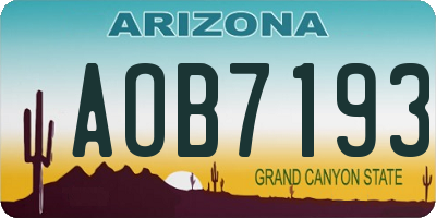AZ license plate AOB7193