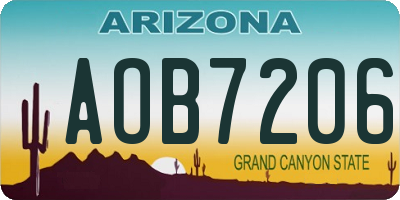 AZ license plate AOB7206