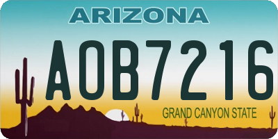 AZ license plate AOB7216
