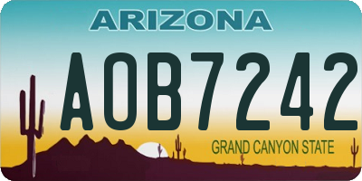 AZ license plate AOB7242