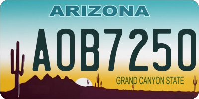 AZ license plate AOB7250