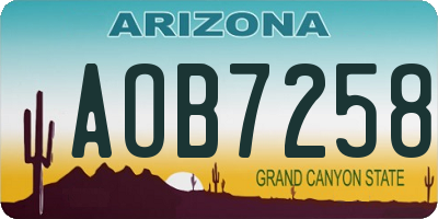 AZ license plate AOB7258