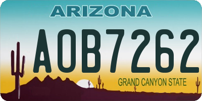 AZ license plate AOB7262