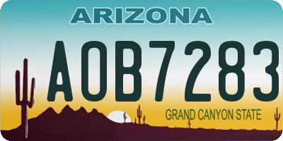 AZ license plate AOB7283