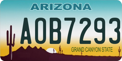 AZ license plate AOB7293