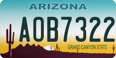 AZ license plate AOB7322