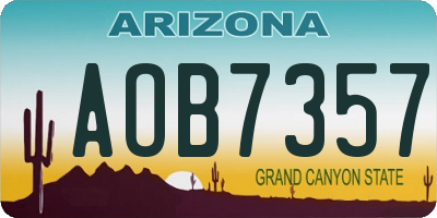 AZ license plate AOB7357