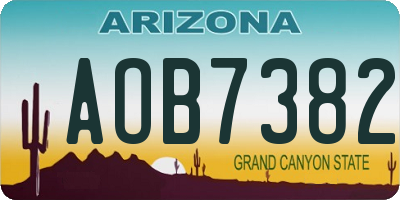 AZ license plate AOB7382