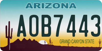 AZ license plate AOB7443