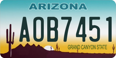 AZ license plate AOB7451